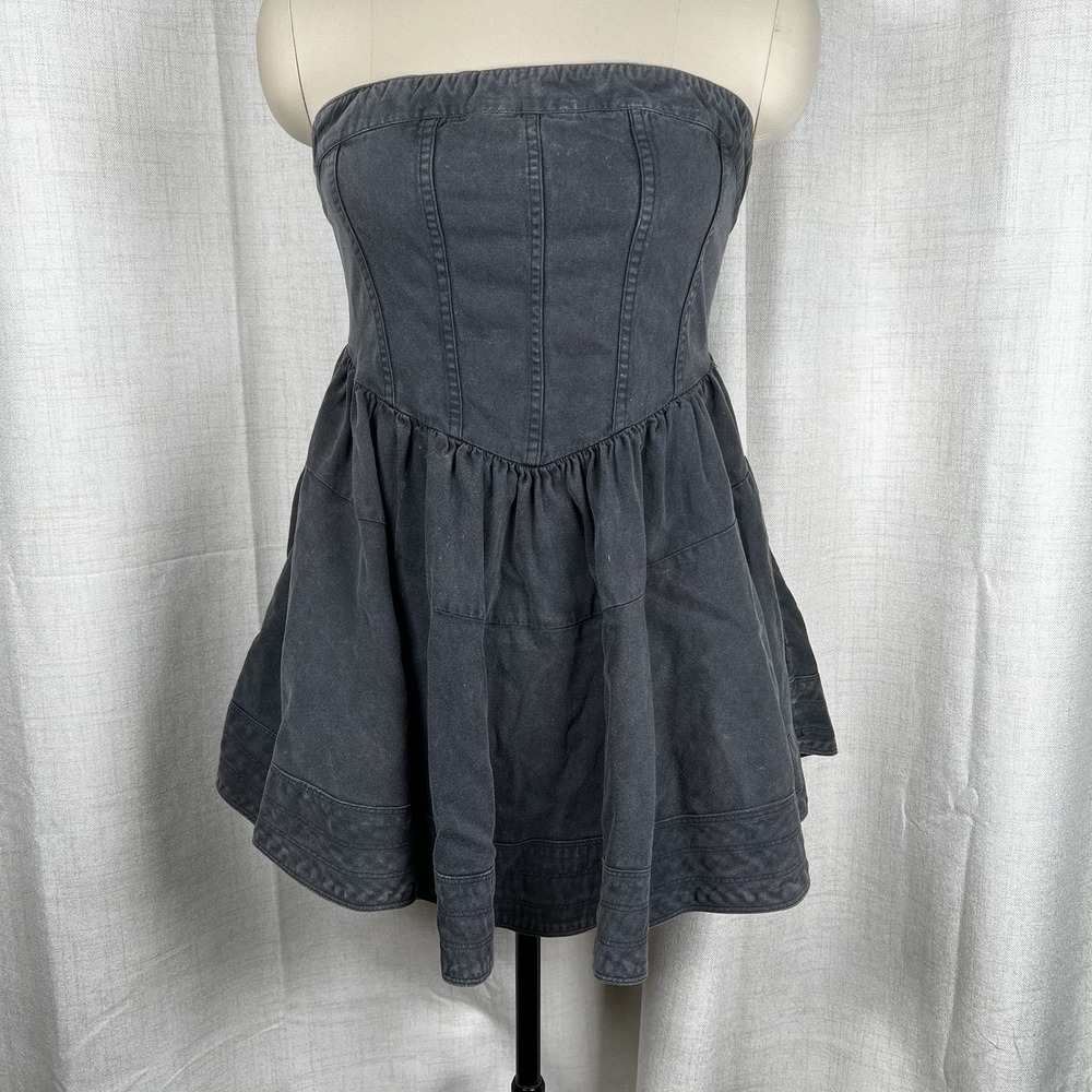 Free People Candace Corset Mini Dress Black Denim
Strapless Ruffle